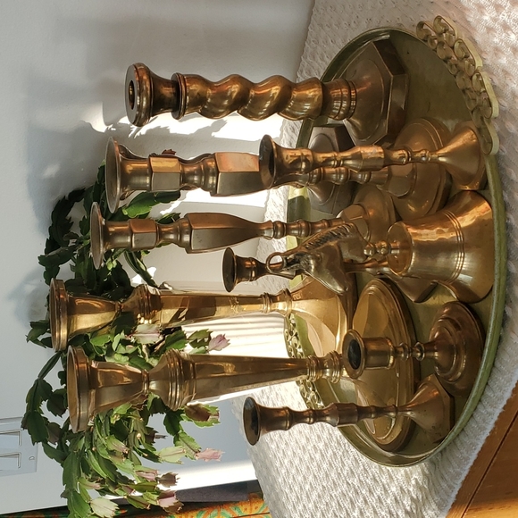 Vintage Brass Candlesticks Holders 10